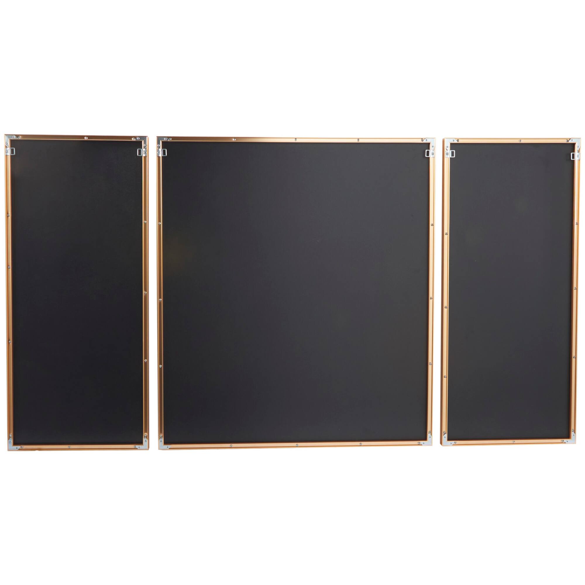 CosmoLiving by Cosmopolitan Blue Porcelain Feathers Bird Framed Wall Art with Gold Aluminum Frame Set of 3 32", 16", 16"